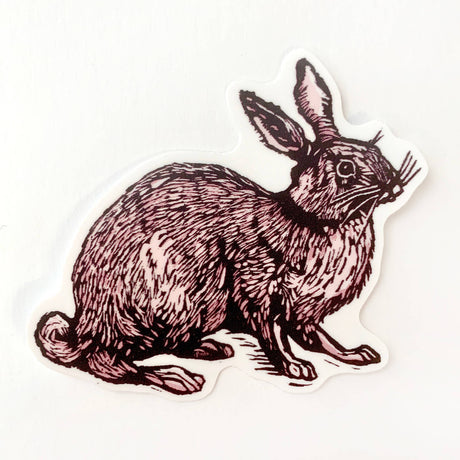 Sticker of a pink rabbit on a white background