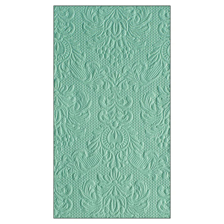 Textured aqua green paper towel with a decorative pattern