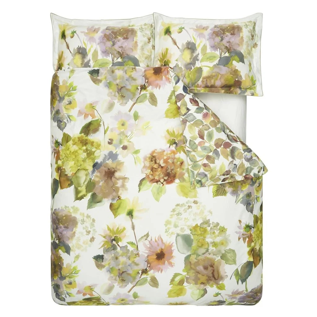 Palace Flower Birch Duvet Cover shown with 2 Standard Shams