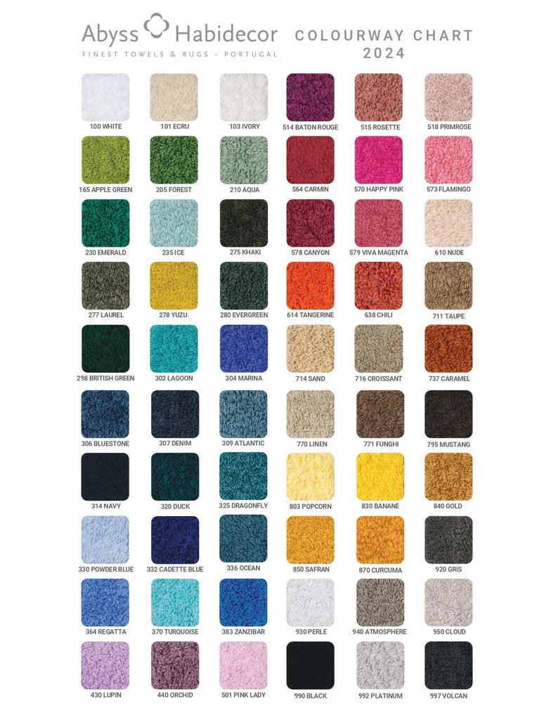 Abyss & Habidecor colour chart