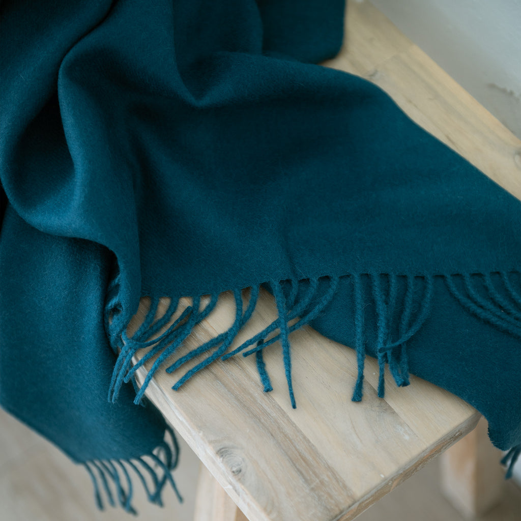 Alfie teal throw flange detail