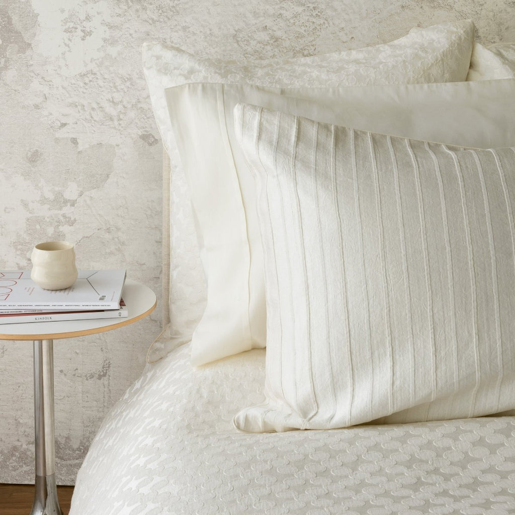 Anello Alabaster Stripe Sham on Circle Jacquard Duvet
