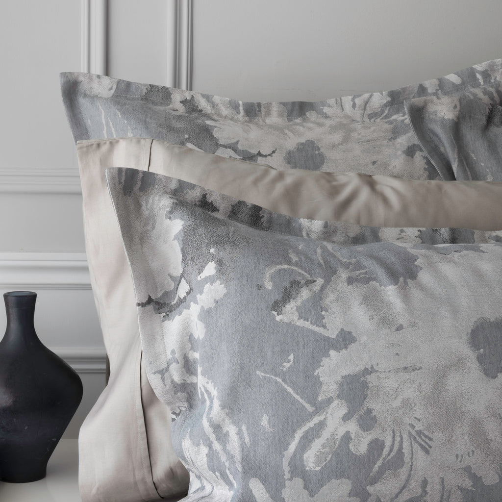 Blossom Moonlight shams paired with Capri Platinum pillowcases