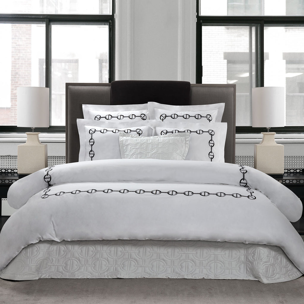 Chaine Embroidered Duvet Cover and Shams with Black Embroidery