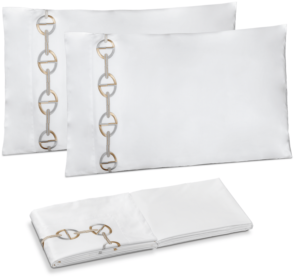 Chaine Embroidered Pillowcases and Top Sheet in 1-80