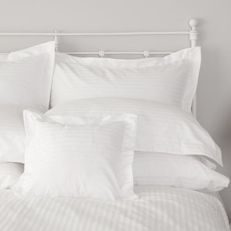 Camille white striped bedding close up 