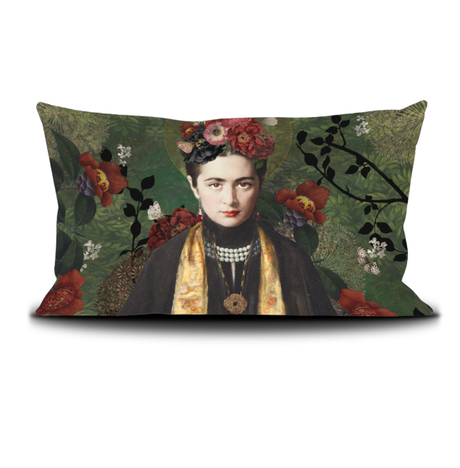 Cushion Cover with woman face and flowers pattern