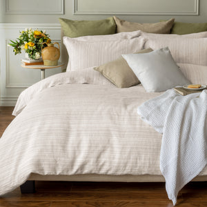 Colette Stripe Sheets and Pillowcases - Ecru