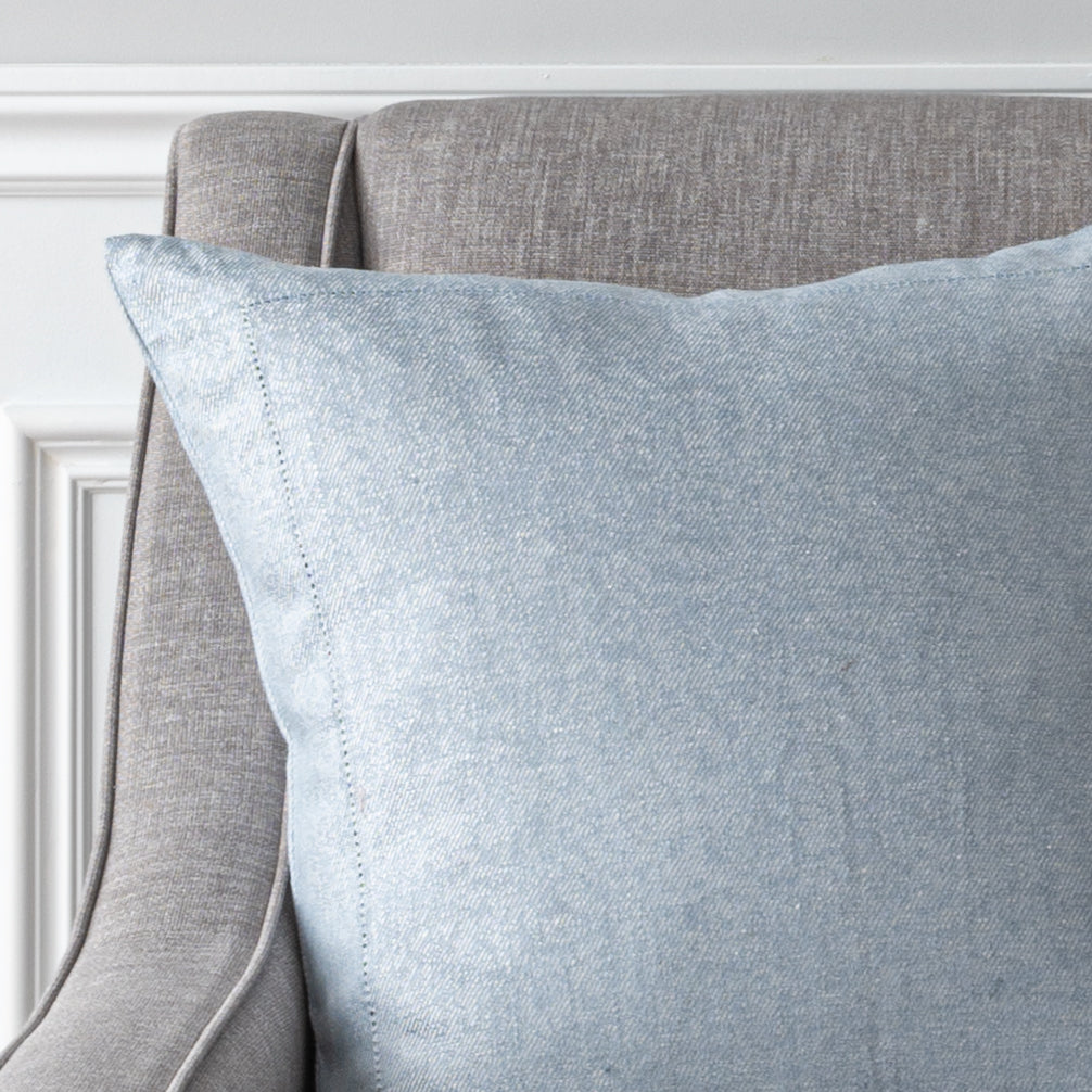 Corner of Forte Ice cushion showing hemstitch detail