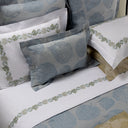 Feuillage Jacquard Duvet Cover and Sham Close up in Aquamarine
