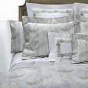 Feuillage Print Duvet Cover and Shams Close up in Sage Green