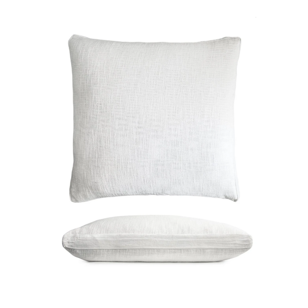  White chunky woven sham shown with pillow inside - side view and top view 