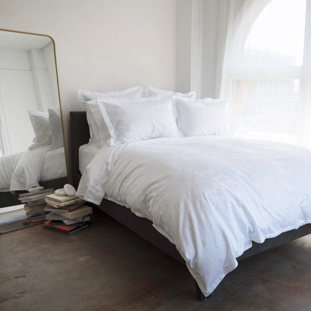 White Floral Duvet Cover and Sham 