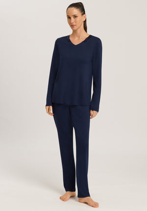 Joela Long Sleeve Pajama Deep Navy - front view