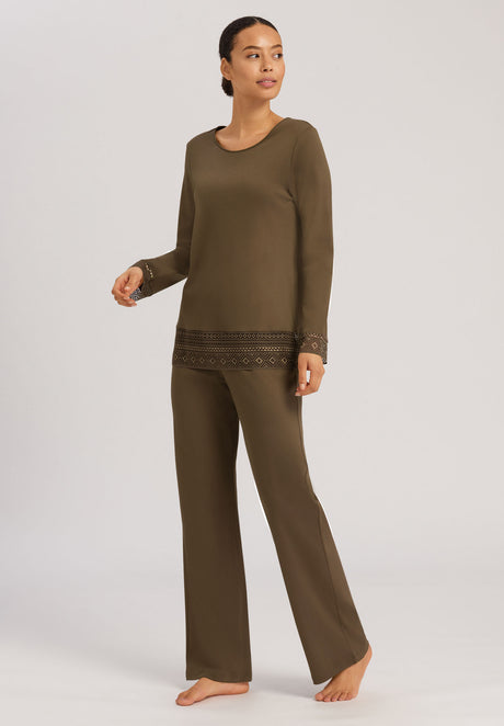 Jona Long Sleeve Pajama Olive - Front view