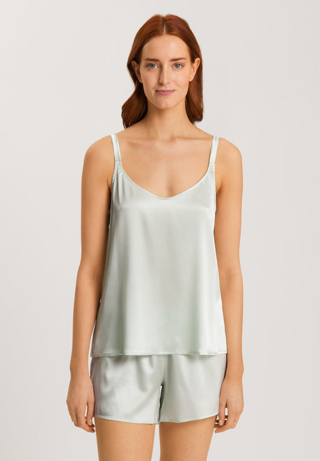 Grand Central Silk Spaghetti Top - White Sage