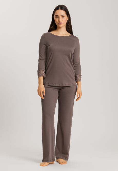 Moments 3/4 Sleeve Pajama, 100% cotton in light brown colour