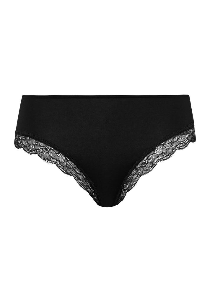 Hanro Cotton Lace Midi Brief in black