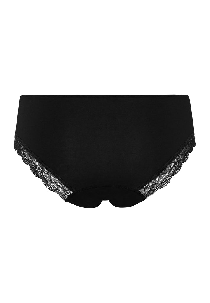 Hanro Cotton Lace Midi Brief in black