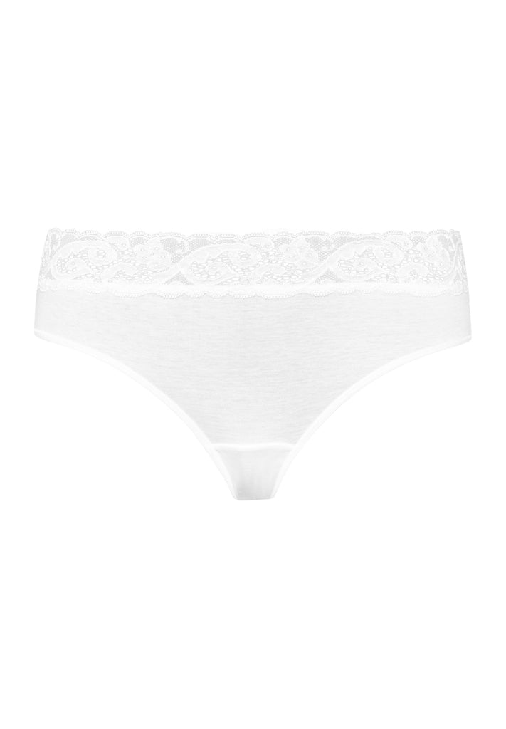 Moments Midi Briefs - White with lace