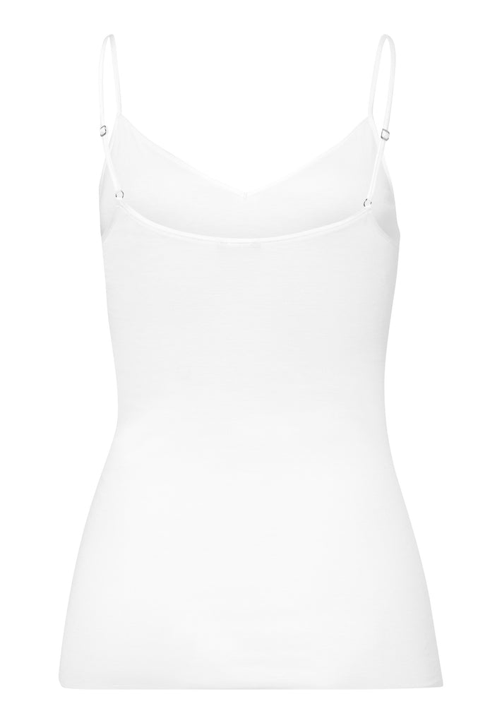 Cotton Seamless Spaghetti Top - White