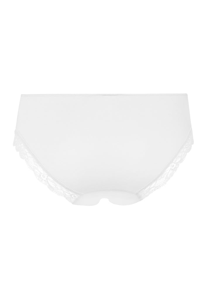 Hanro Cotton Lace Midi Brief in white