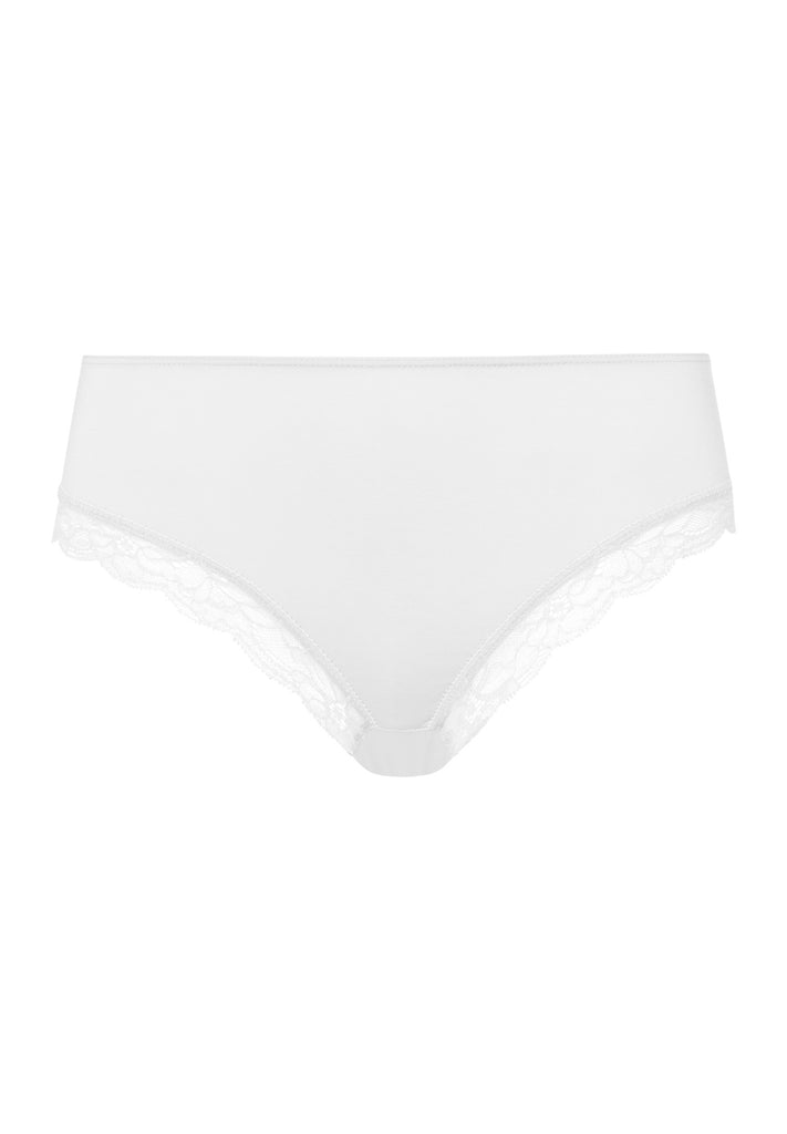 Hanro Cotton Lace Midi Brief in white