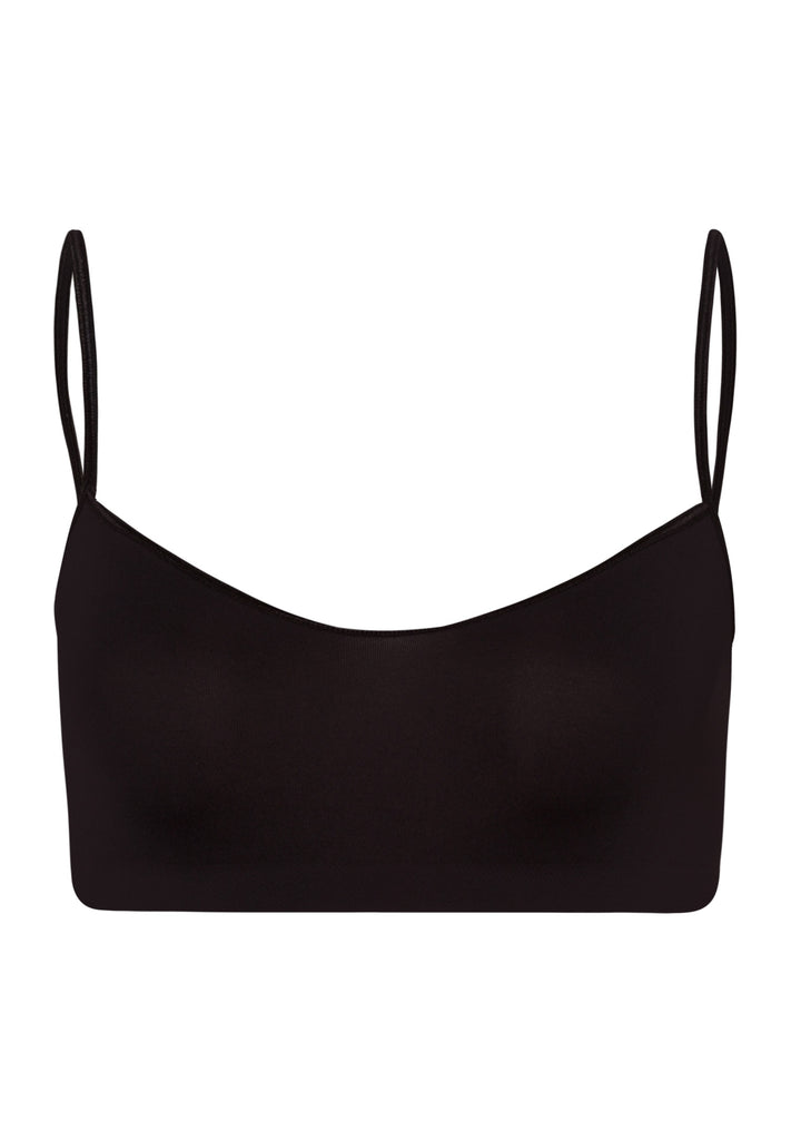 Touch Feeling Spaghetti Strap Crop Top - Black