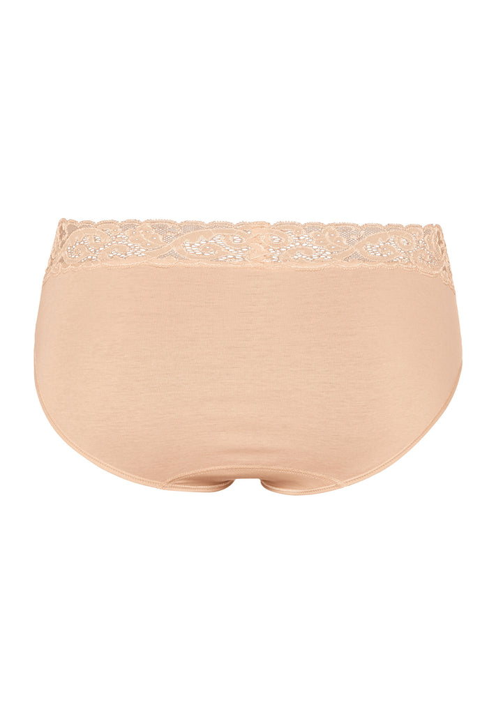 Moments Midi Briefs - Beige with lace
