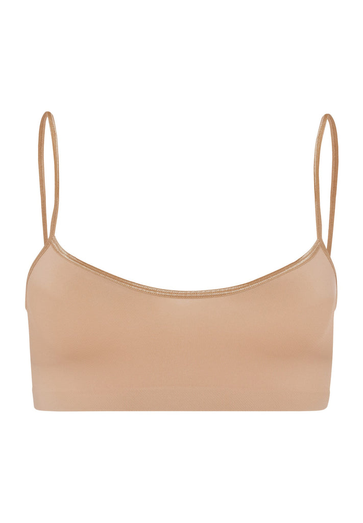 Touch Feeling Spaghetti Strap Crop Top - Beige