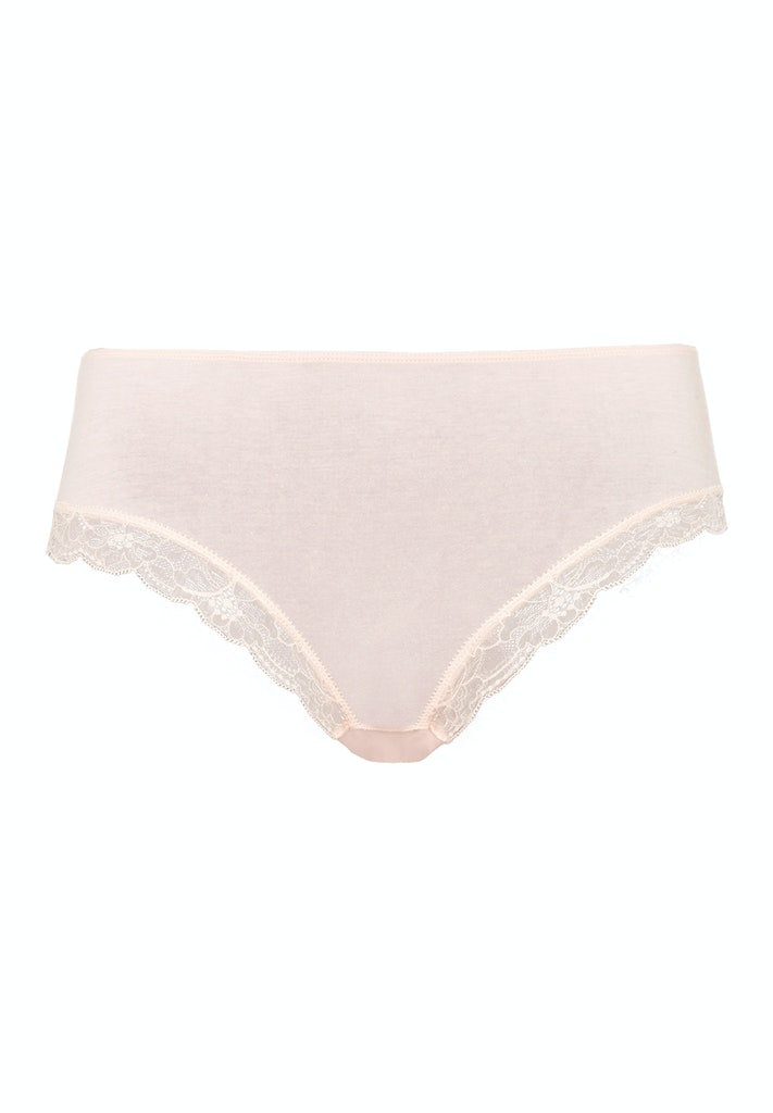 Hanro Cotton Lace Midi Brief in powder 
