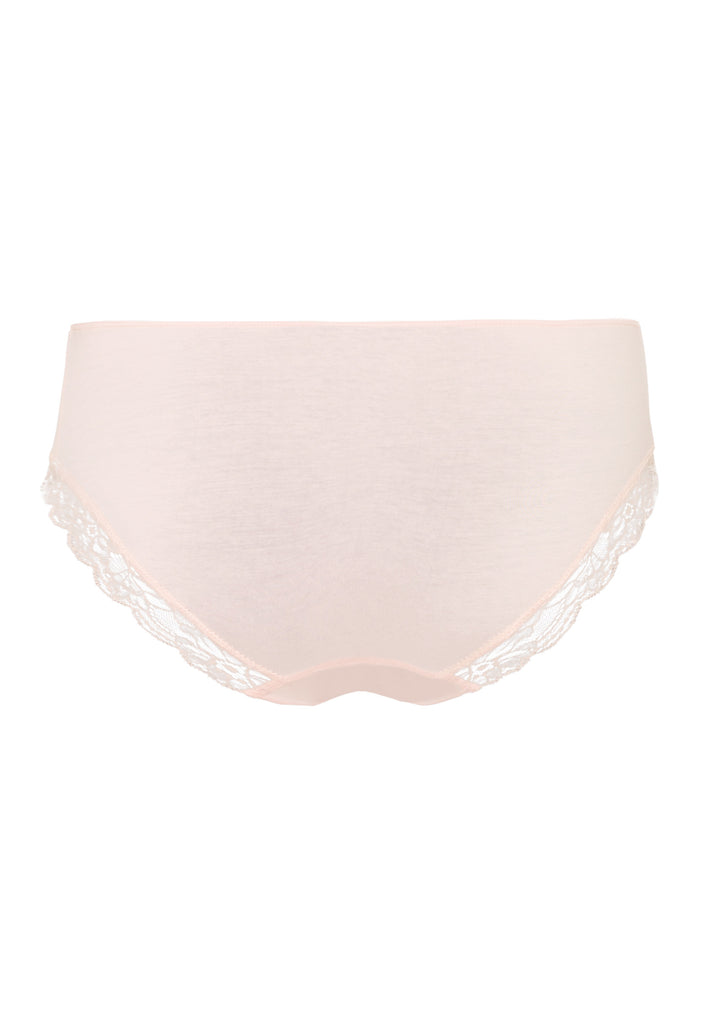 Hanro Cotton Lace Midi Brief in powder