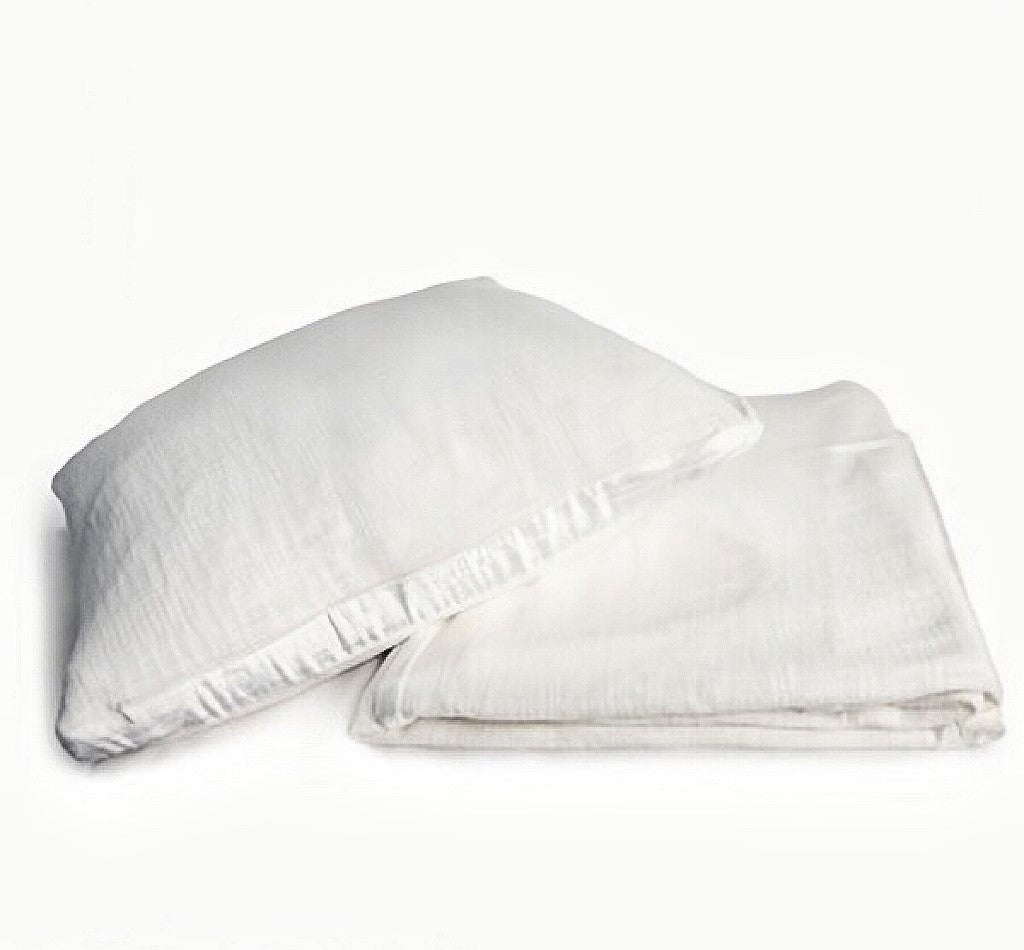 White chunky woven  sham shown with pillow inside and Coverlet 