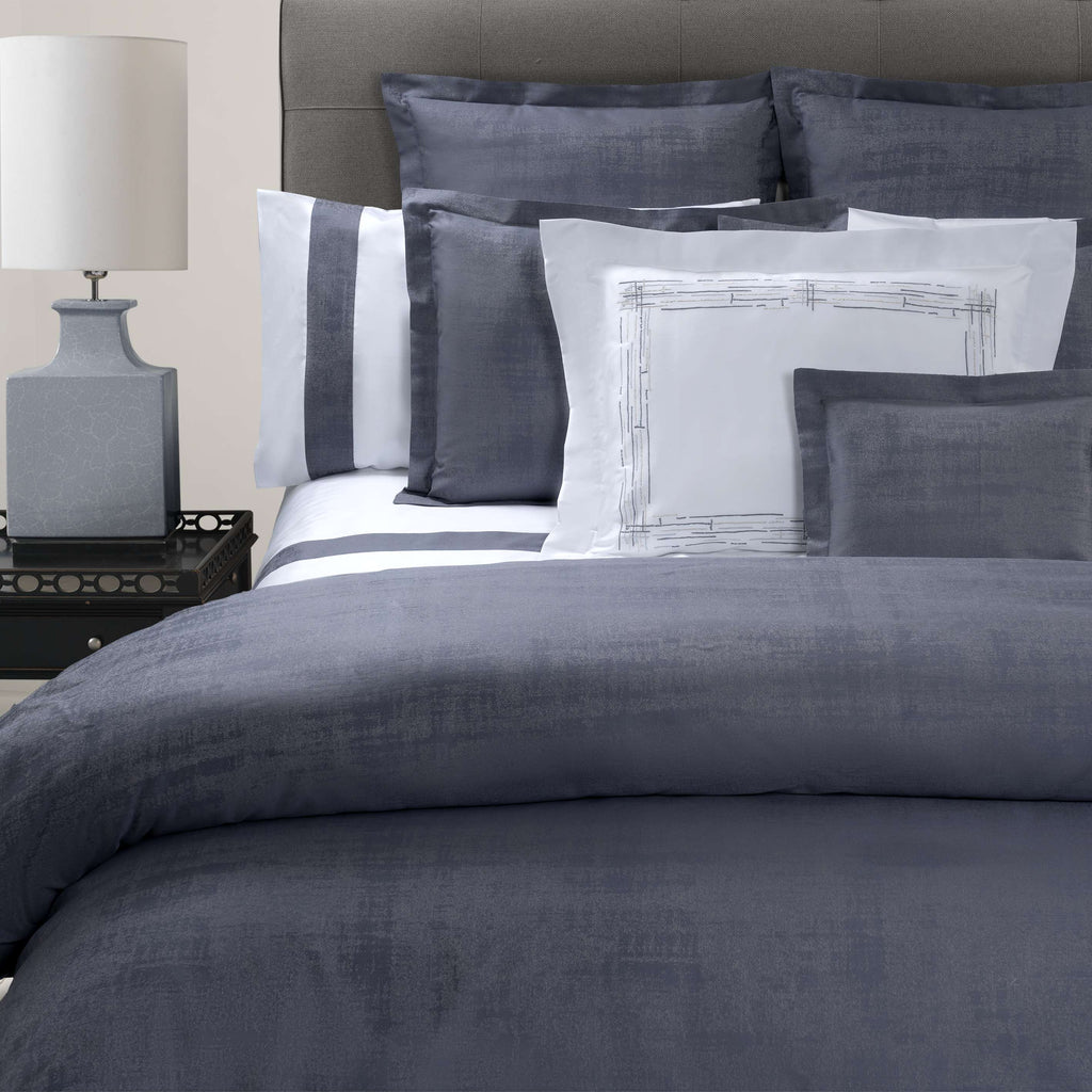 Navy Blue bedding sets up on the bed