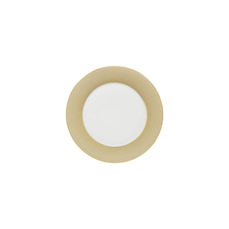 Round plate with gold woven rim 