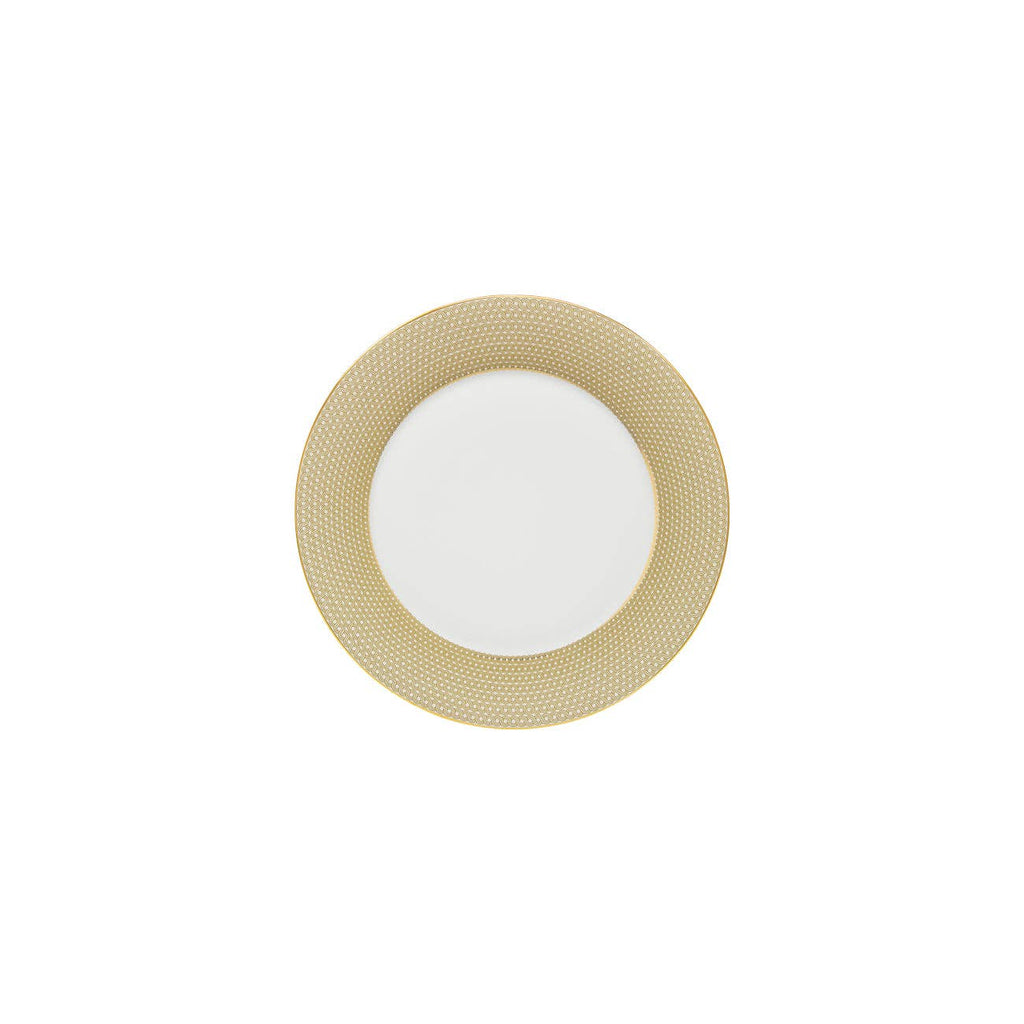 Round plate with gold woven rim 