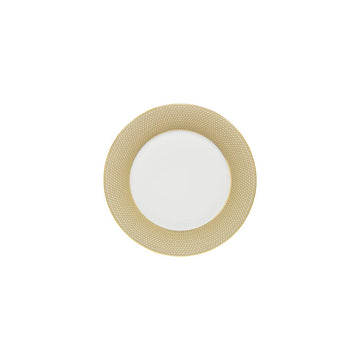 Round plate with gold woven rim 