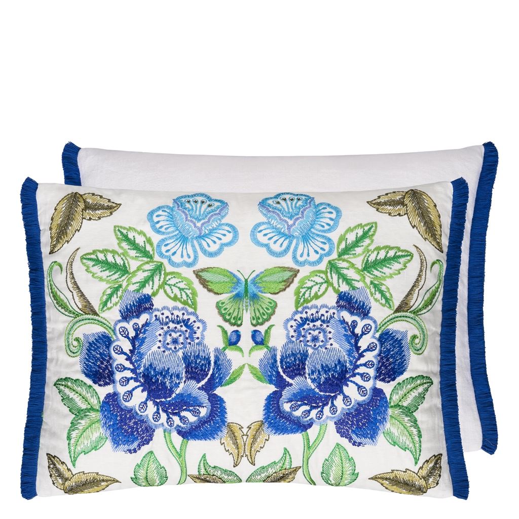 Designers Guild Isabella Embroidered Cobalt Pillow