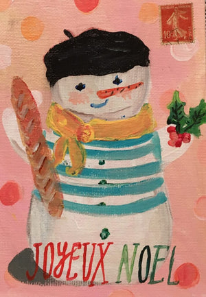 Joyeux Noel Snowman Greeting Card