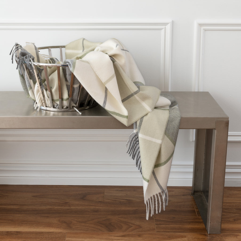 Mika Pistachio Throw in metal basket