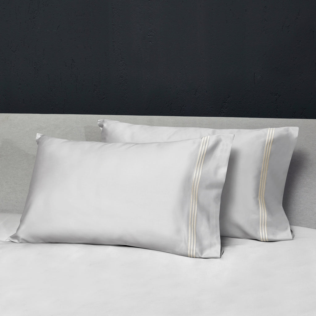 Platinum Sateen Pillowcases Pearl/ Ivory