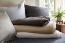 Allegro Shams and Coverlets folded and placed on the bed