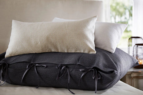 Stack of SDH Sumi Pillows in Indigo, Show and Latte colours 