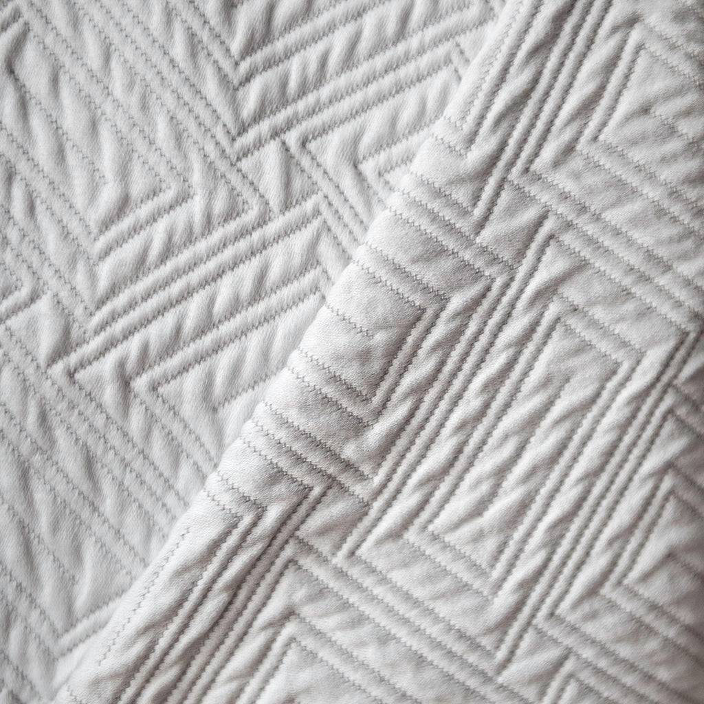 St Geneve Scala Grey coverlet close up