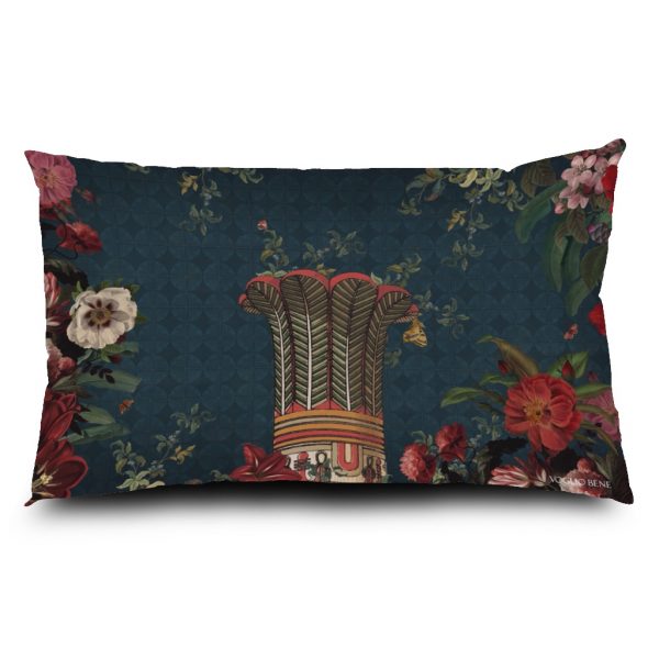 Beetle cushion cover printed on velvet with black piping finish.