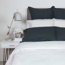 Sham add Velvet flannel Duvet cover in Snow White and Charcoal colours 
