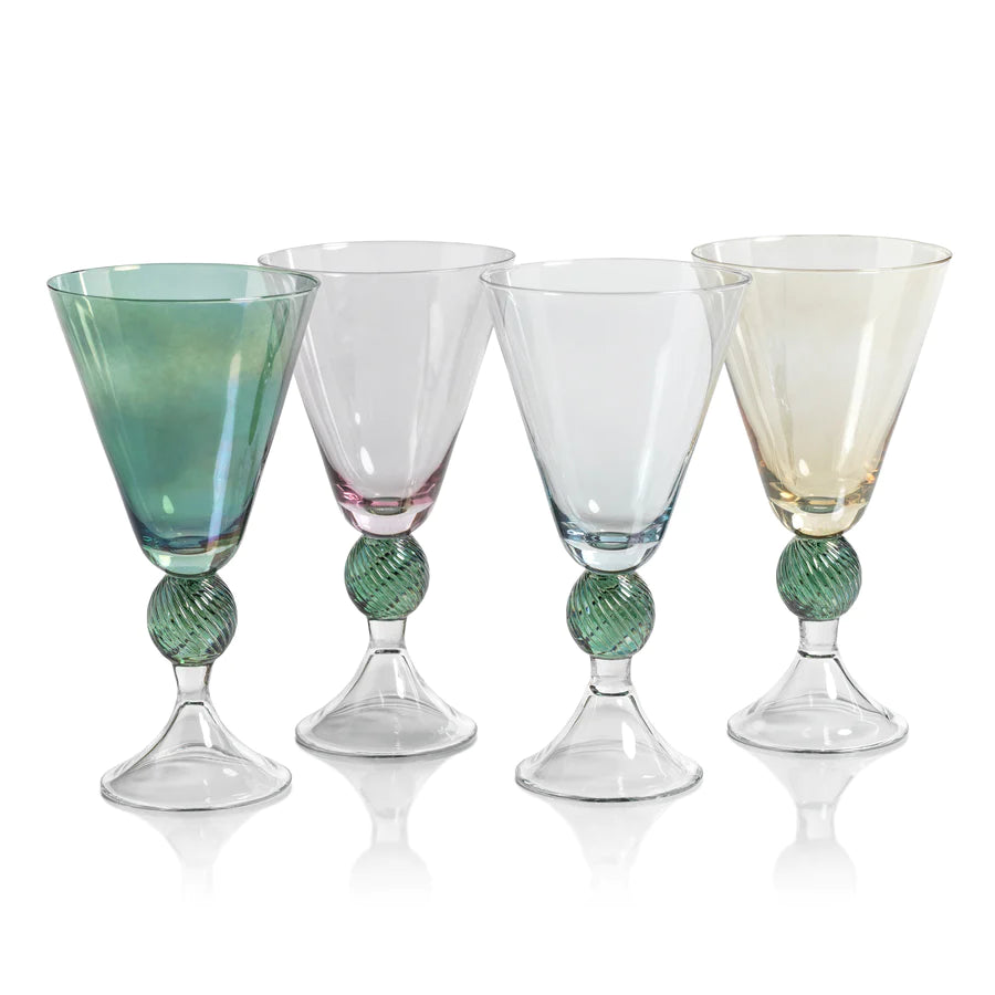 4 Cassis vintage stem glasses - light amber shown on far right