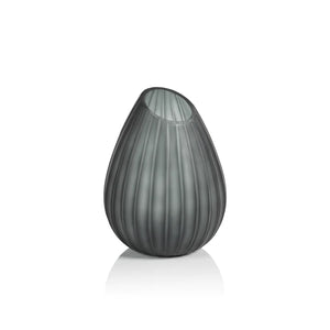 Mayfair Cut Glass Vase - Gray - Short 