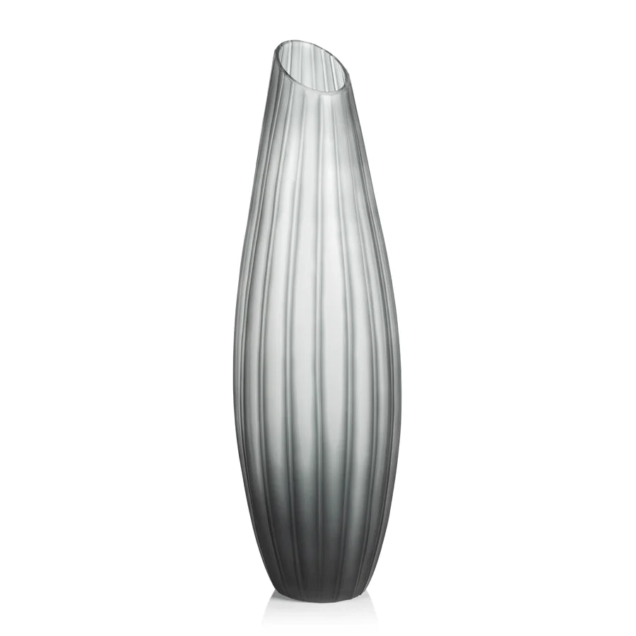 Mayfair Cut Glass Vase - Gray - Tall