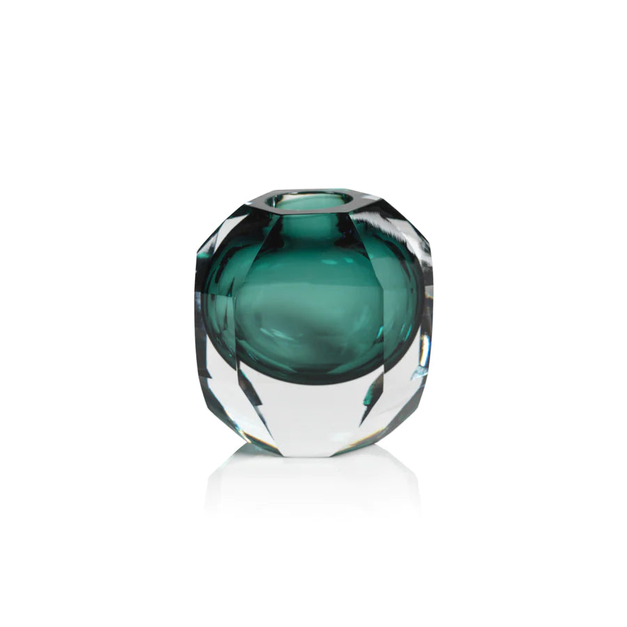 Aman Emerald Cut Glass Vase - Small